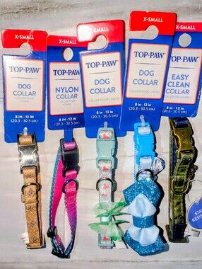 Top Paw X-Small Dog Collars 8-12in - Lot of 5